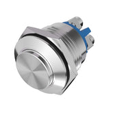 16mm Momentary Push Button Switch High Round Cap Waterproof High Flush Screw Terminals 1NO SPST - Silver-